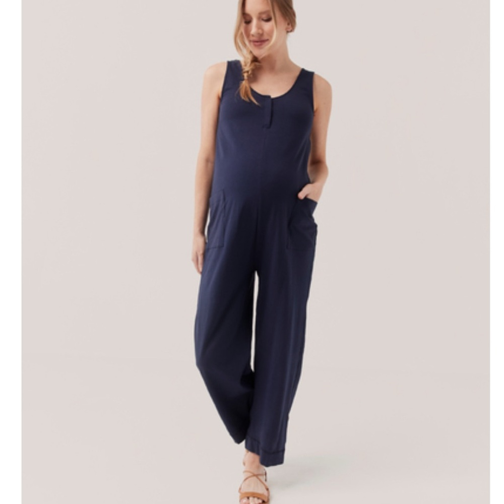 Pact XL Navy Blue Maternity Jumpsuit
